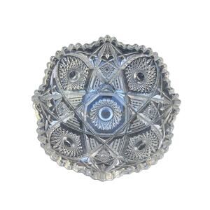 Vintage American Brillant Saw Tooth Cut Glass Crystal Serving Bowl